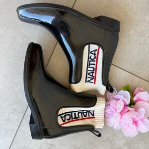 Nautica Black Ankle Rain Boots sz7